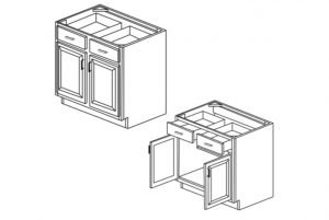 2 Door, Drawer Base