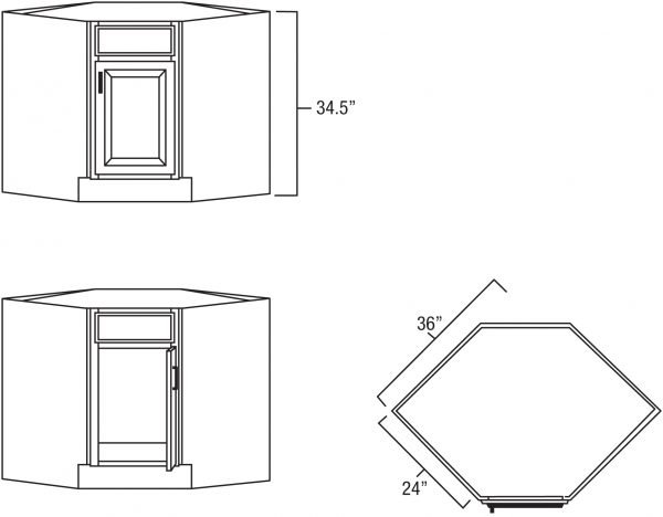 White Shaker 36" Diagonal Corner Sink Base