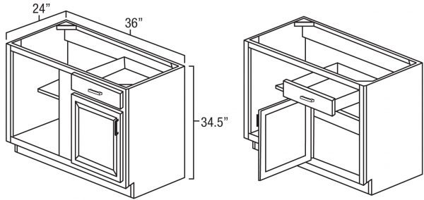 White Shaker 36" Blind Corner Base Unit