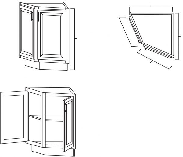 White Shaker 24" Base End Angle Cabinet