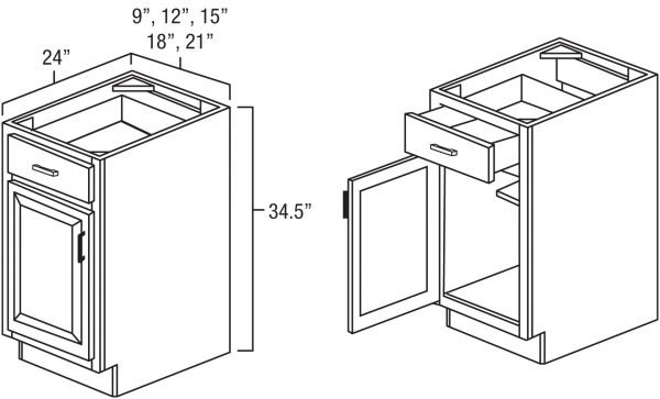 White Shaker 15" Base Cabinet