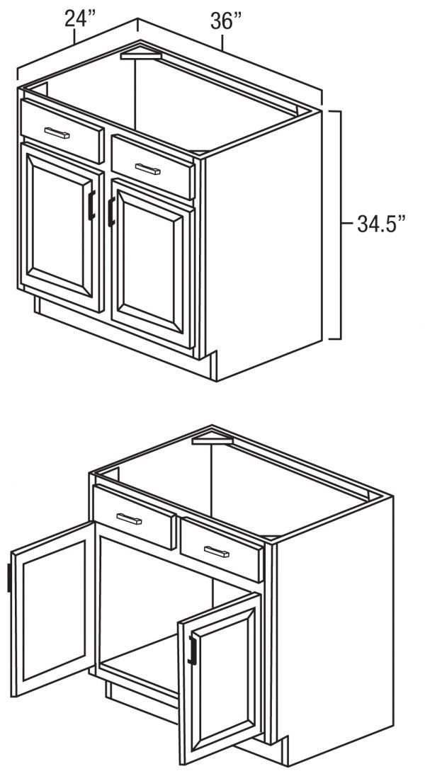 White Shaker 36" Sink Base