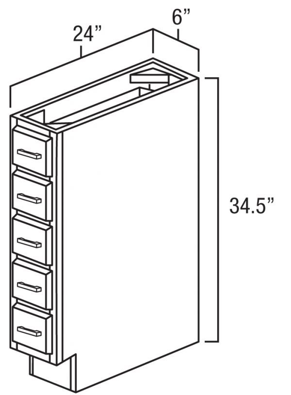 White Shaker 6" Base Spice Drawer Cabinet