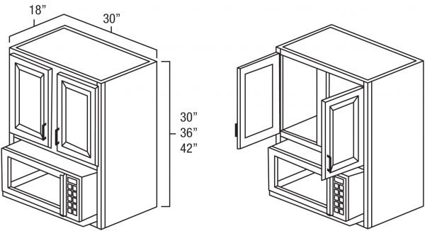 White Shaker 30" x 36" Microwave Cabinet