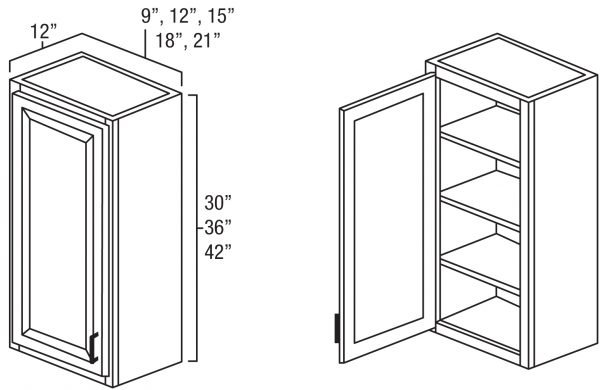 White Shaker 9" x 36" Wall Cabinet